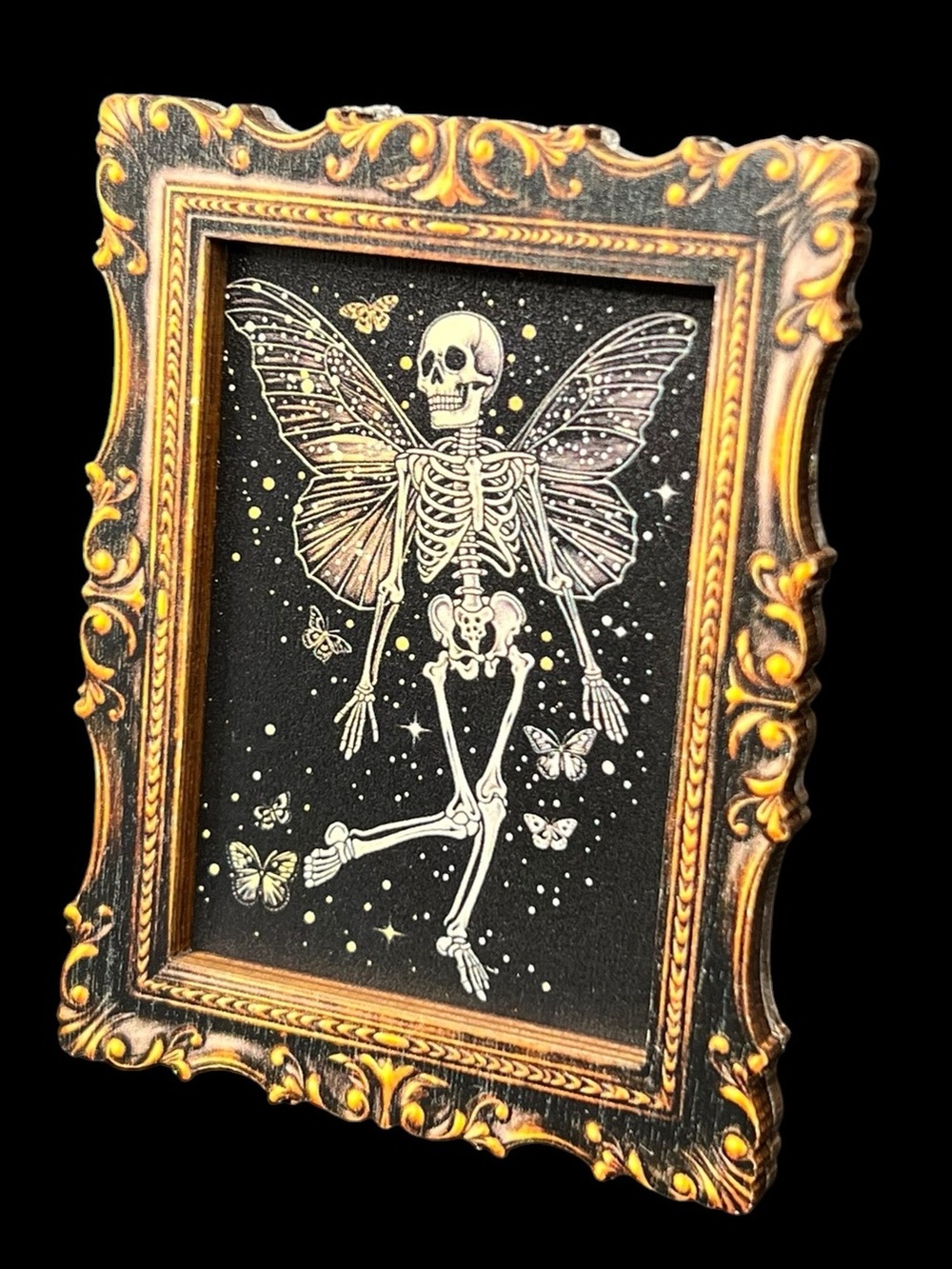 Ornate Frame Dancing Skeleton Butterfly Wings Magnet☠️🦋
